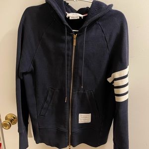 Thom Browne 4-Bar zip-up hooded sweatshirt